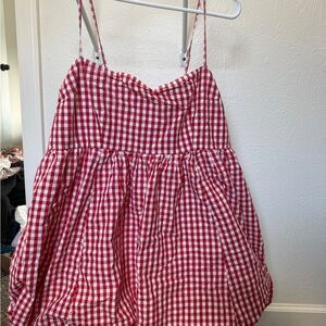 Abercrombie & Fitch Pink and White Smocked mini Dress
